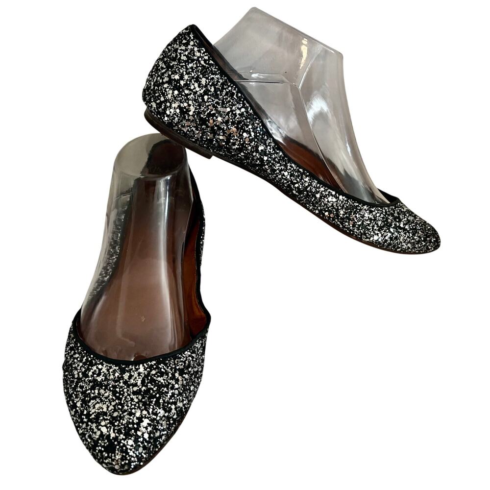 Madewell 1937 Black Glitter Sparkly Ballet Flats Pointed Toe Fairy Whimsygoth 9